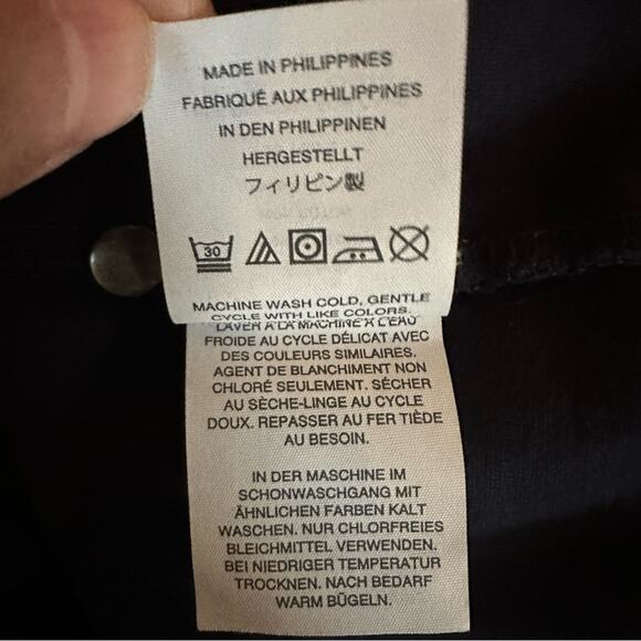 J Crew Navy Blue Ruffle Front Top G5502 Preppy Cotton Blouse Extra Small Shirt - Picture 8 of 12